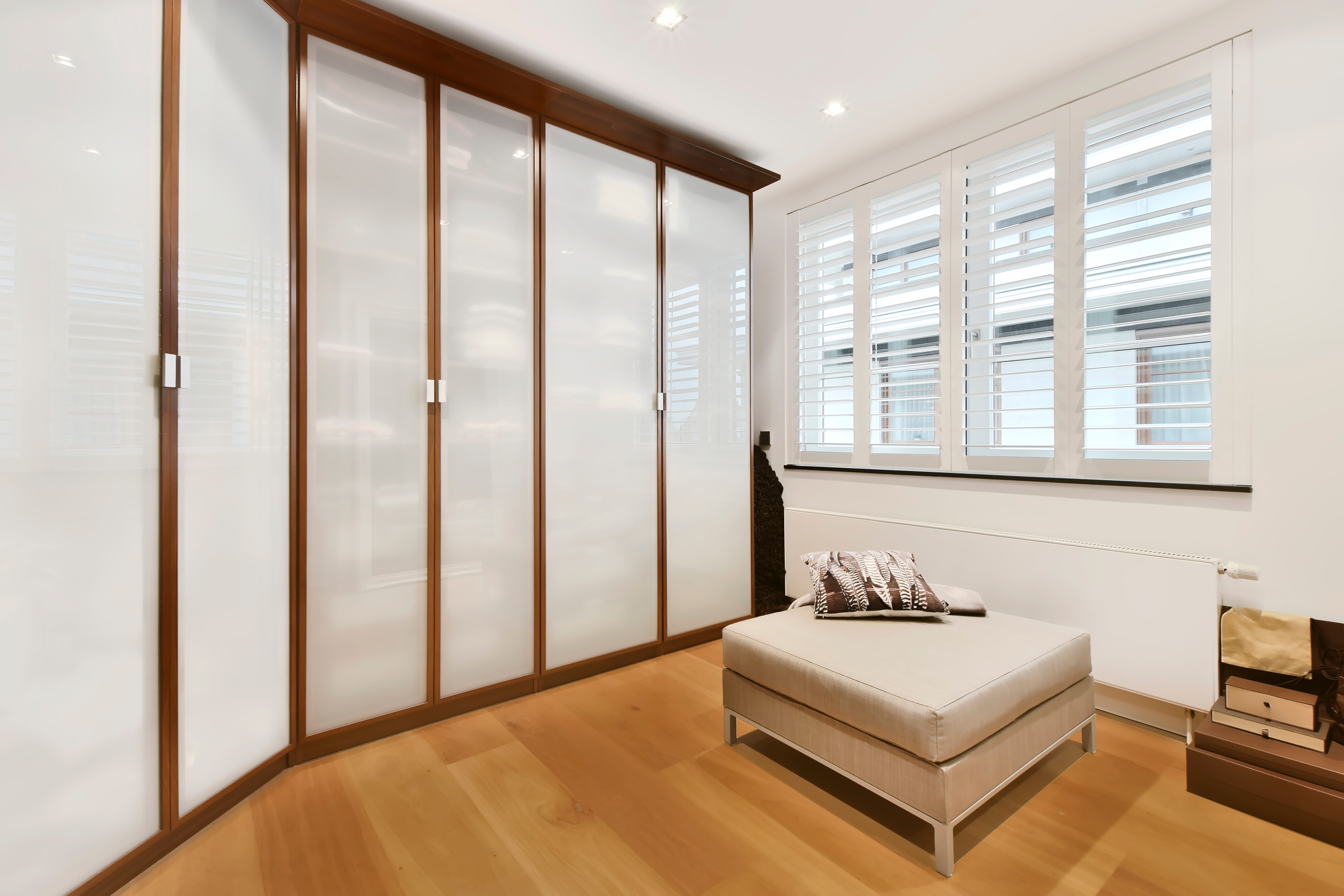 Elegant wardrobe design with organized storage compartments and premium finishes